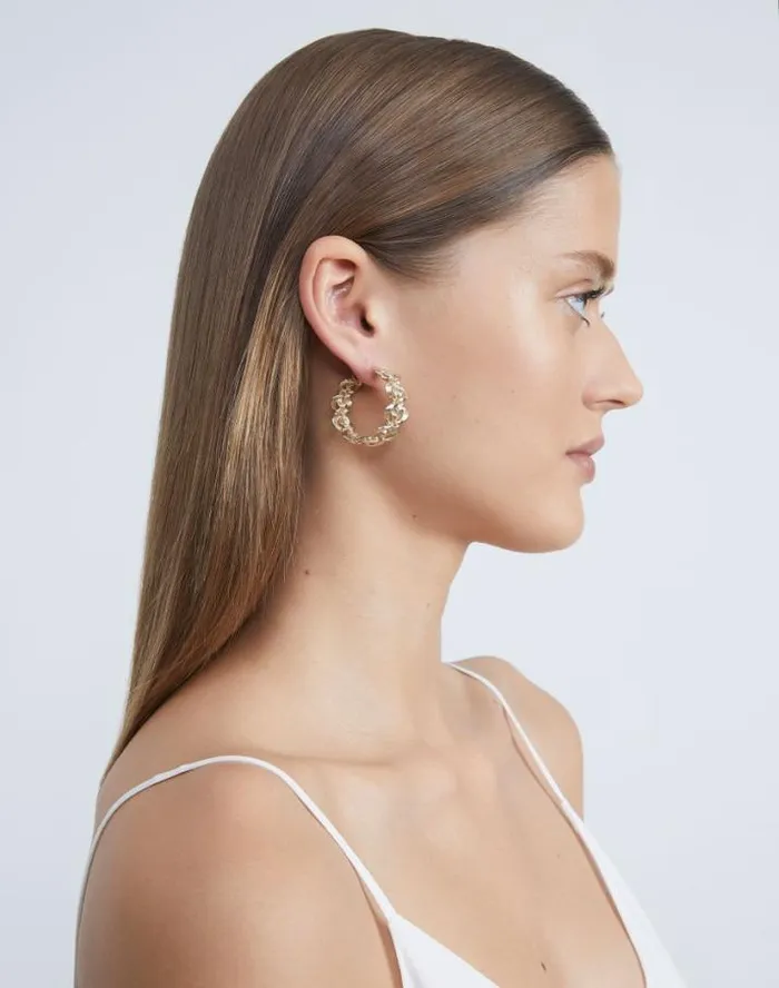 Lafayette 148 New York Woven 8 Knot Hoop Earrings Pale Gold Accessories Jewelry