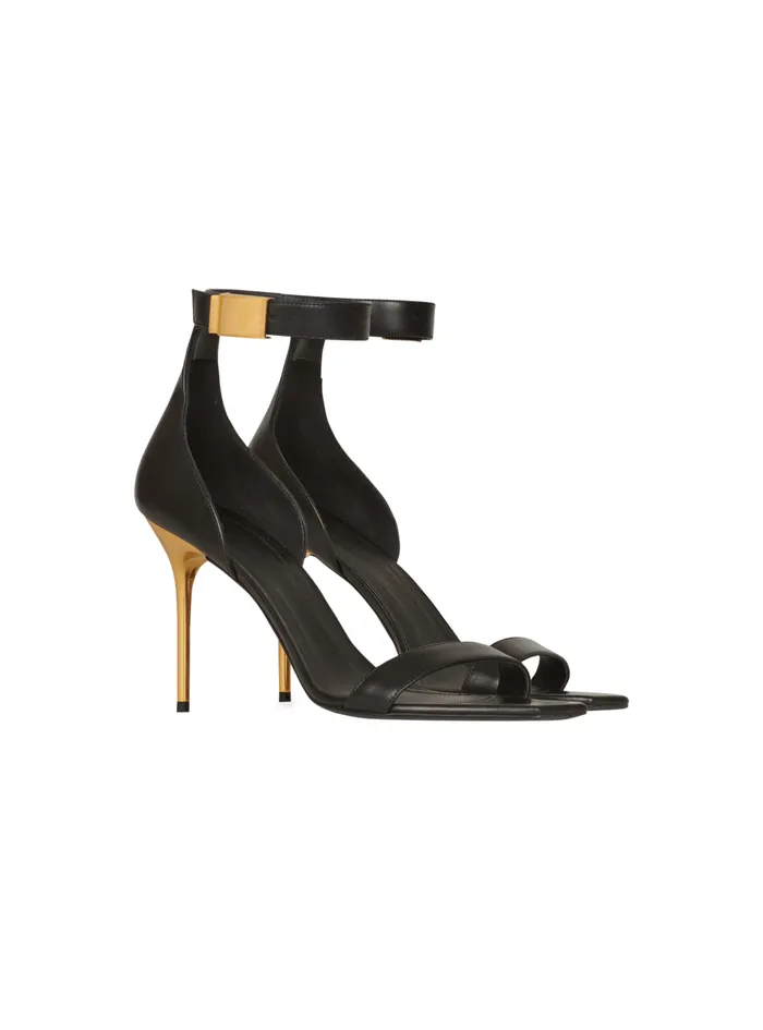 Leather Uma Sandals Black Women Balmain High Heels and Pumps