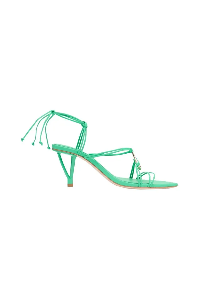 Leda Sculptural Mid Heel Marine Green Women Aje Shoes