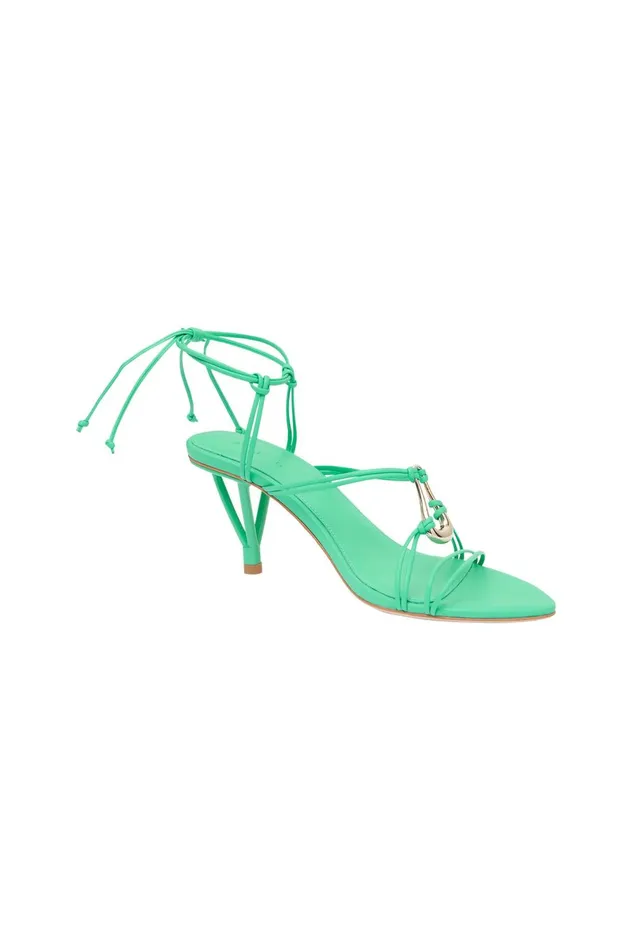 Leda Sculptural Mid Heel Marine Green Women Aje Shoes