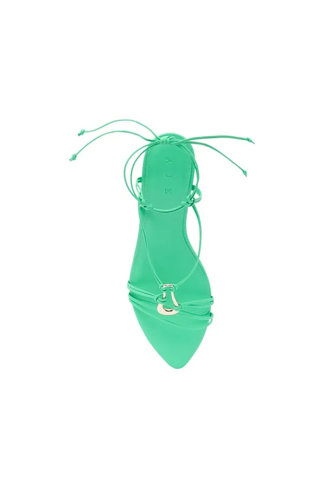 Leda Sculptural Mid Heel Marine Green Women Aje Shoes