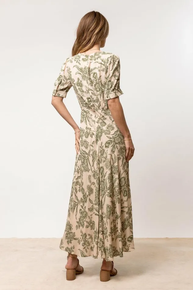 Lia Floral Midi Dress In Sage Sage Women Bohme Dresses