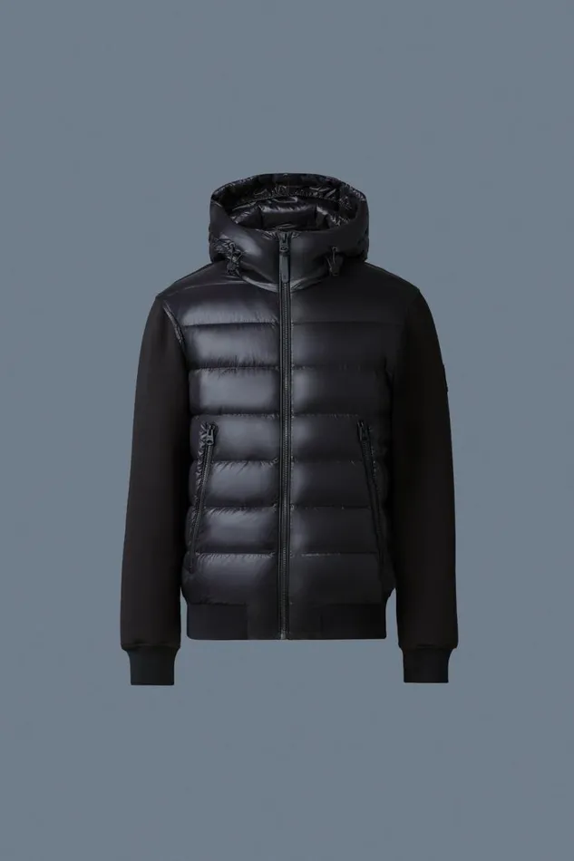 Light Down Jackets Men Mackage FRANKR Hybrid Jacket With Hood Black