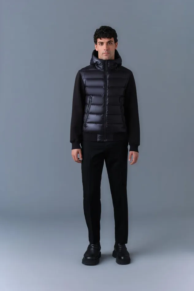 Light Down Jackets Men Mackage FRANKR Hybrid Jacket With Hood Black Light Down Jackets Men Mackage FRANKR Hybrid Jacket With Hood Black