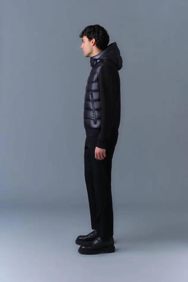 Light Down Jackets Men Mackage FRANKR Hybrid Jacket With Hood Black Light Down Jackets Men Mackage FRANKR Hybrid Jacket With Hood Black
