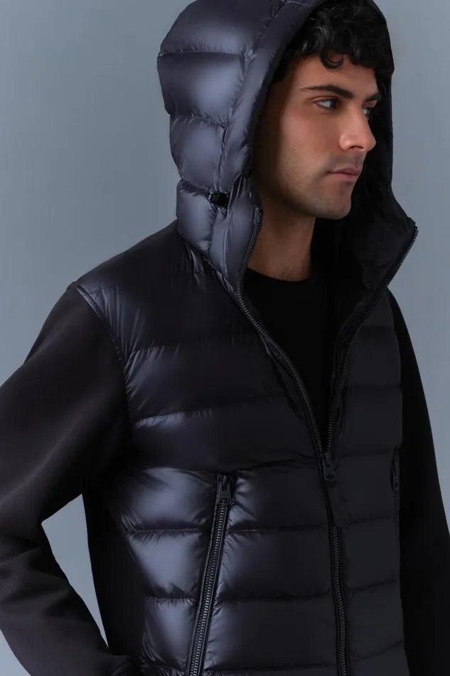 Light Down Jackets Men Mackage FRANKR Hybrid Jacket With Hood Black Light Down Jackets Men Mackage FRANKR Hybrid Jacket With Hood Black