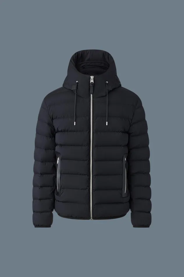 Light Down Jackets Men Mackage JACK Agile360 Stretch Light Down Jacket With Hood Carbon
