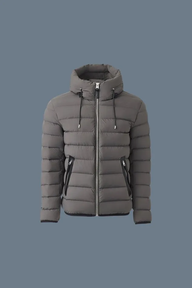 Light Down Jackets Men Mackage JACK Agile360 Stretch Light Down Jacket With Hood Carbon