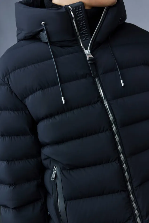 Light Down Jackets Men Mackage JACK Agile360 Stretch Light Down Jacket With Hood Carbon