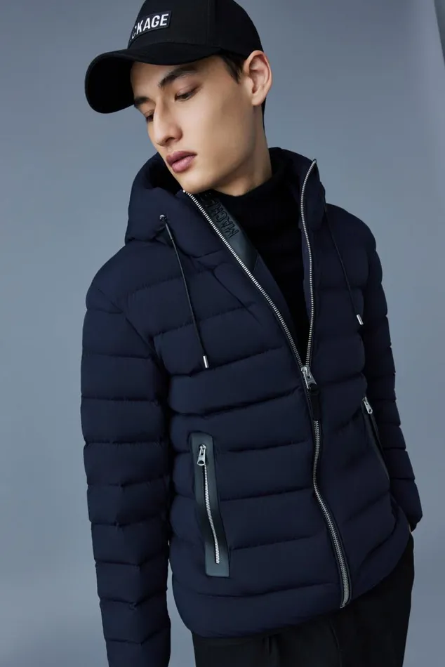 Light Down Jackets Men Mackage JACK Agile360 Stretch Light Down Jacket With Hood Carbon