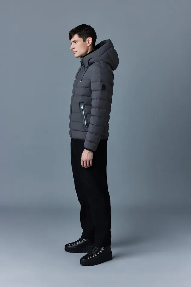 Light Down Jackets Men Mackage JACK Agile360 Stretch Light Down Jacket With Hood Carbon