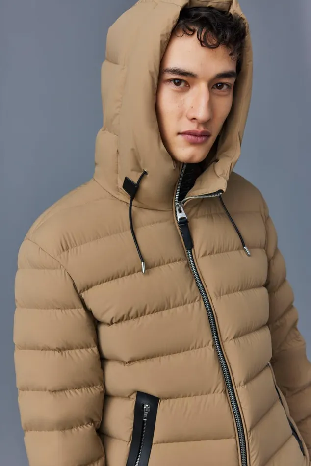 Light Down Jackets Men Mackage JACK Agile360 Stretch Light Down Jacket With Hood Carbon