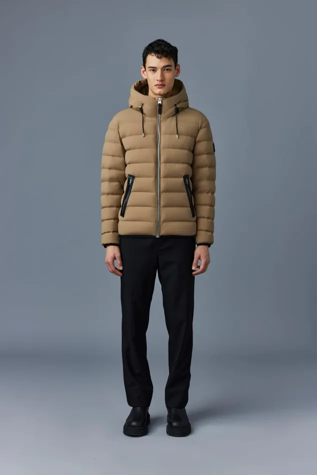 Light Down Jackets Men Mackage JACK Agile360 Stretch Light Down Jacket With Hood Carbon