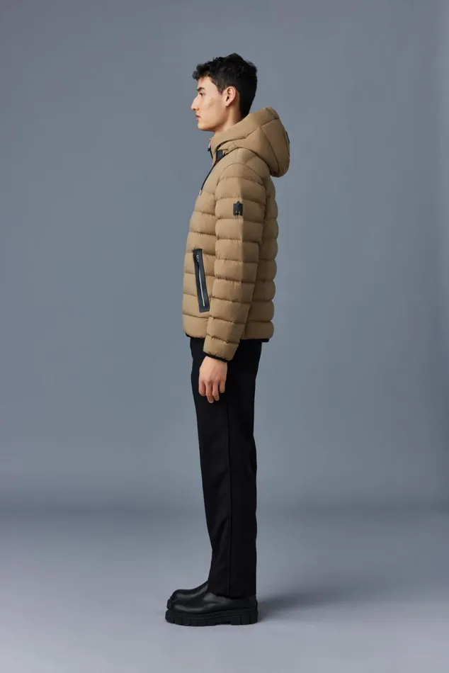 Light Down Jackets Men Mackage JACK Agile360 Stretch Light Down Jacket With Hood Carbon