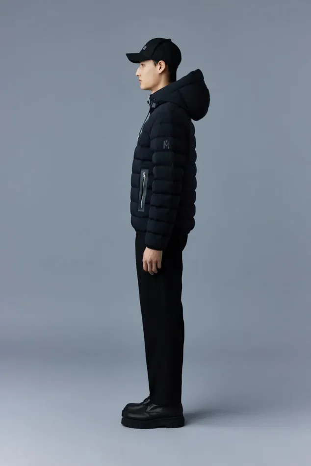 Light Down Jackets Men Mackage JACK Agile360 Stretch Light Down Jacket With Hood Carbon
