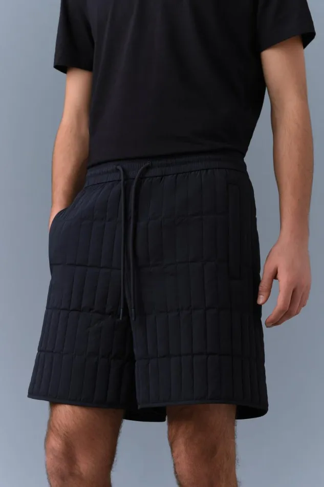 Light Down Jackets Men Mackage SEBASTIAN Vertical Quilted Shorts Cream