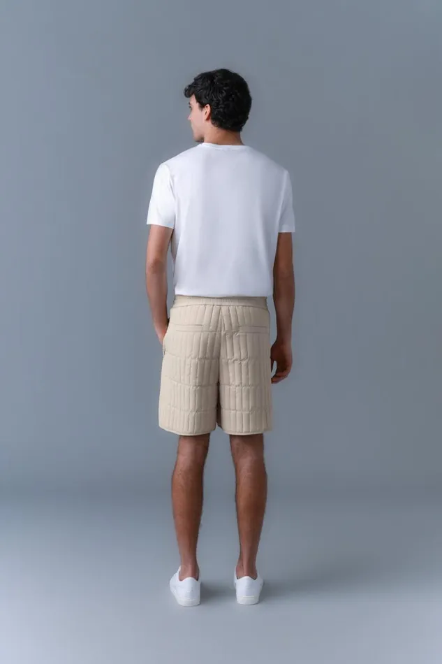 Light Down Jackets Men Mackage SEBASTIAN Vertical Quilted Shorts Cream