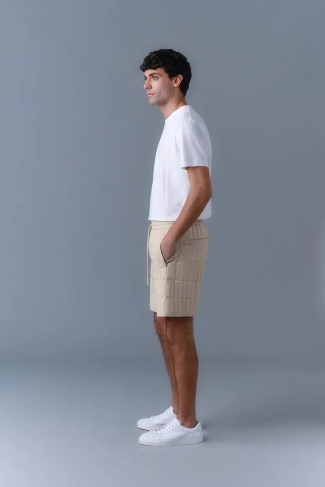 Light Down Jackets Men Mackage SEBASTIAN Vertical Quilted Shorts Cream