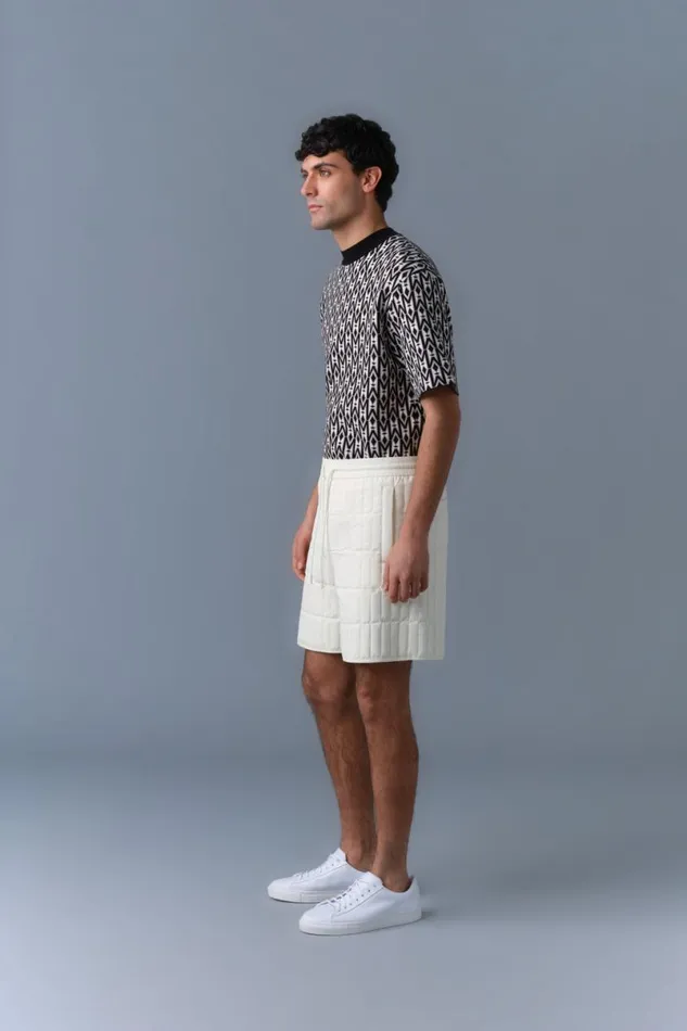 Light Down Jackets Men Mackage SEBASTIAN Vertical Quilted Shorts Cream