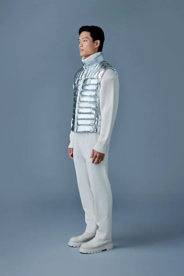 Light Down Jackets Men Mackage TITUSM Metallic Perpendicular Channel Quilt Down Vest Silver Light Down Jackets Men Mackage TITUSM Metallic Perpendicular Channel Quilt Down Vest Silver