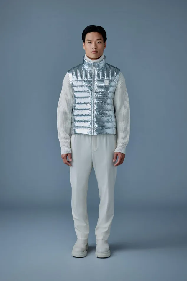Light Down Jackets Men Mackage TITUSM Metallic Perpendicular Channel Quilt Down Vest Silver Light Down Jackets Men Mackage TITUSM Metallic Perpendicular Channel Quilt Down Vest Silver