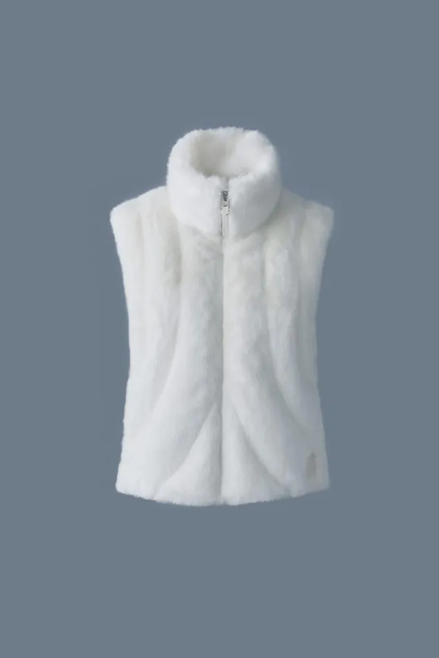 Light Down Jackets Women Mackage GINNY Brushed Fauxfur Vest Carbon