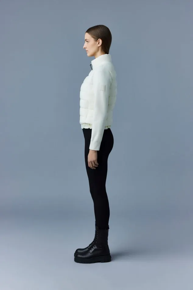Light Down Jackets Women Mackage OCEANE Recycled Hybrid Jacket With Rib Knit Sleeves Black