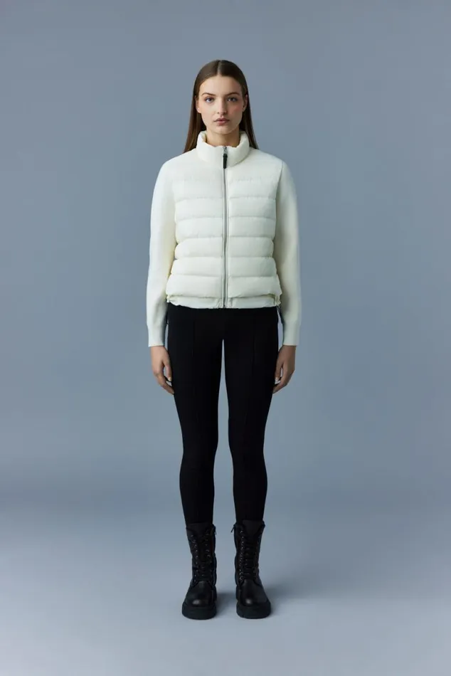 Light Down Jackets Women Mackage OCEANE Recycled Hybrid Jacket With Rib Knit Sleeves Black