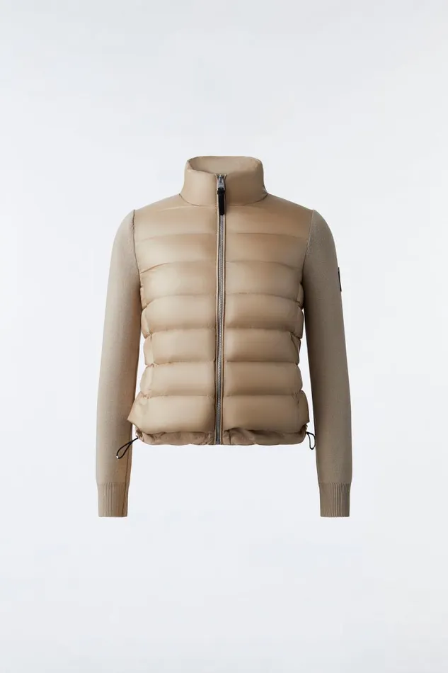 Light Down Jackets Women Mackage OCEANE Recycled Hybrid Jacket With Rib Knit Sleeves Black
