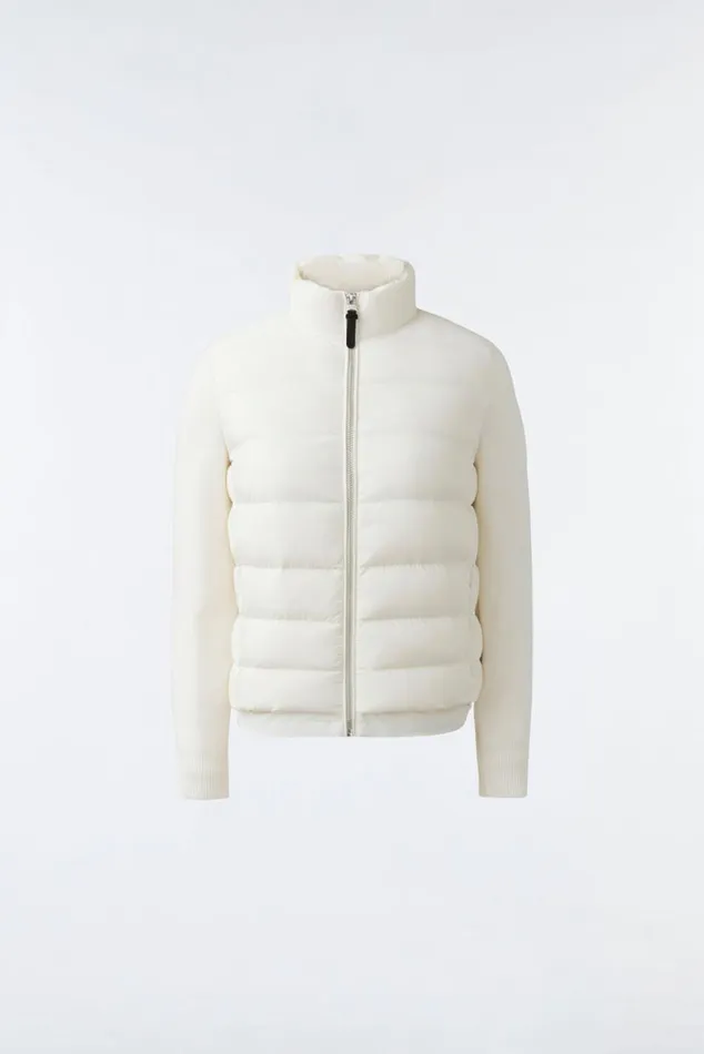 Light Down Jackets Women Mackage OCEANE Recycled Hybrid Jacket With Rib Knit Sleeves Black