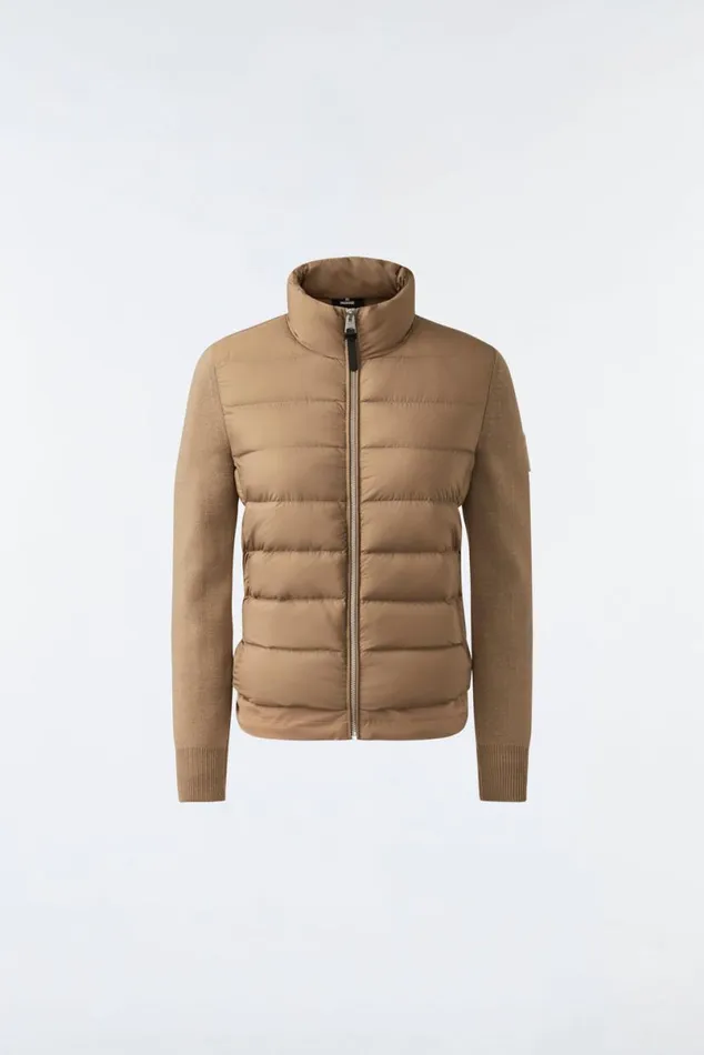 Light Down Jackets Women Mackage OCEANE Recycled Hybrid Jacket With Rib Knit Sleeves Black