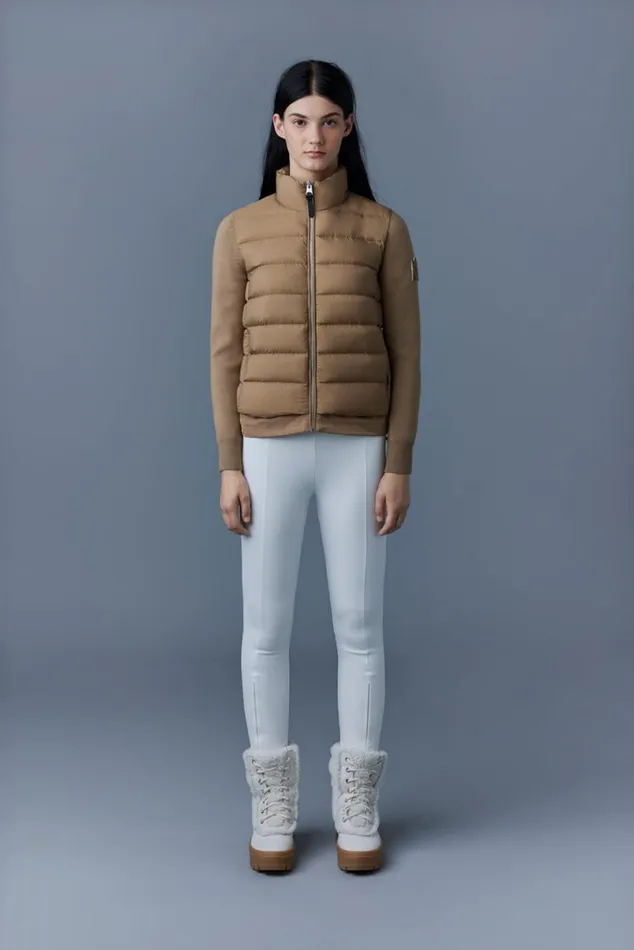 Light Down Jackets Women Mackage OCEANE Recycled Hybrid Jacket With Rib Knit Sleeves Black