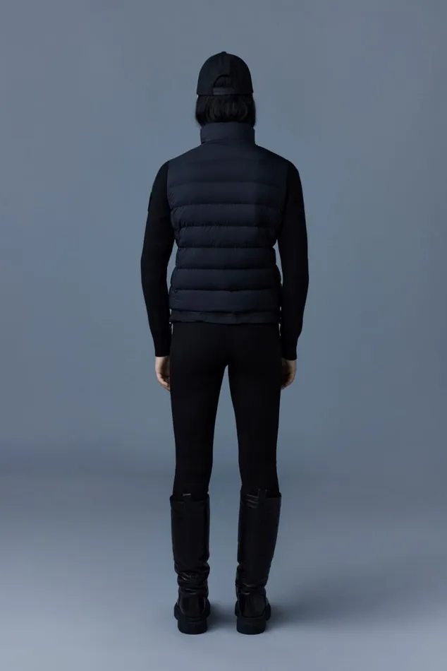 Light Down Jackets Women Mackage OCEANE Recycled Hybrid Jacket With Rib Knit Sleeves Black