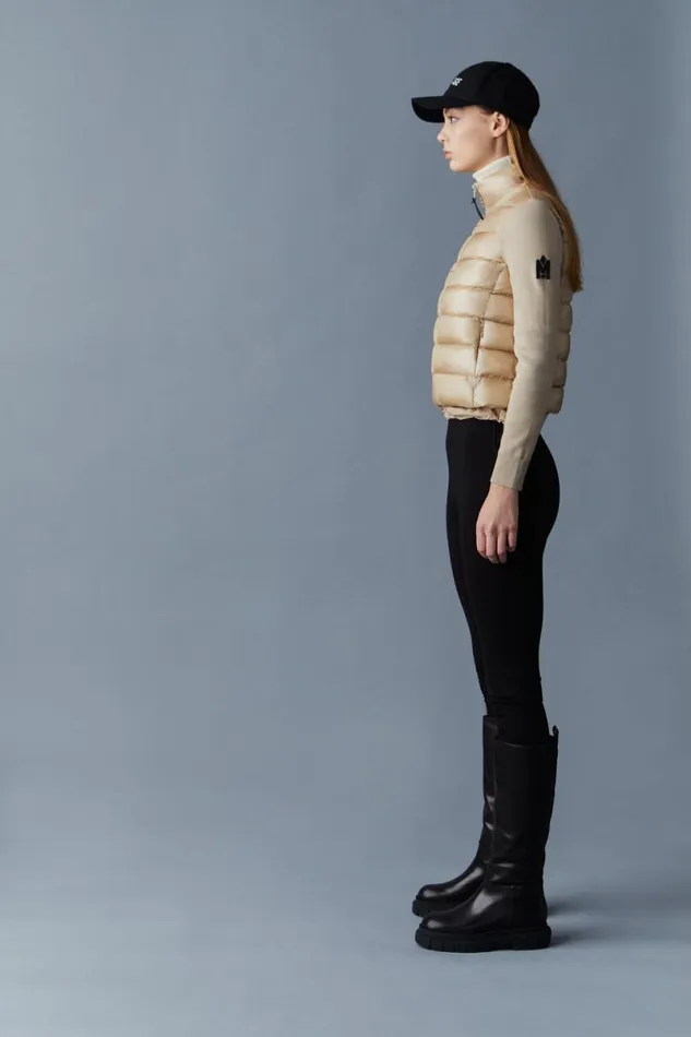 Light Down Jackets Women Mackage OCEANE Recycled Hybrid Jacket With Rib Knit Sleeves Black