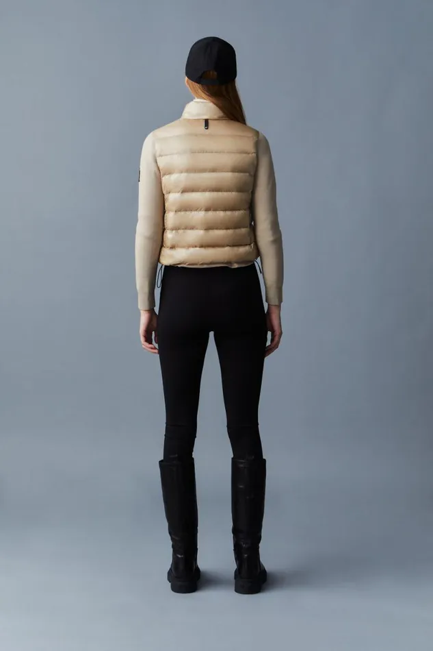 Light Down Jackets Women Mackage OCEANE Recycled Hybrid Jacket With Rib Knit Sleeves Black