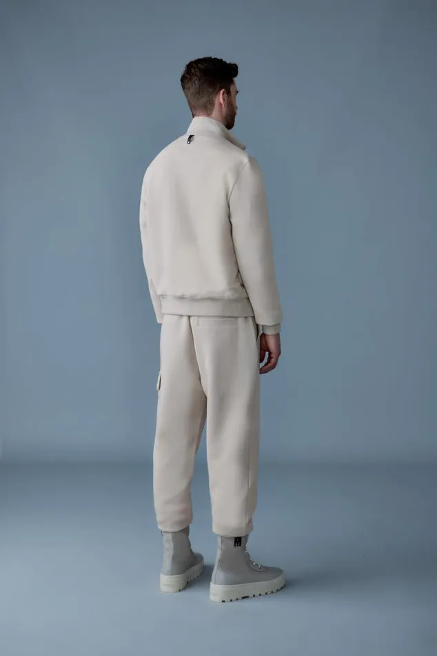Light Jackets Men Mackage COLLINR Nano Down Mixed Media Bomber Jacket Cream Light Jackets Men Mackage COLLINR Nano Down Mixed Media Bomber Jacket Cream