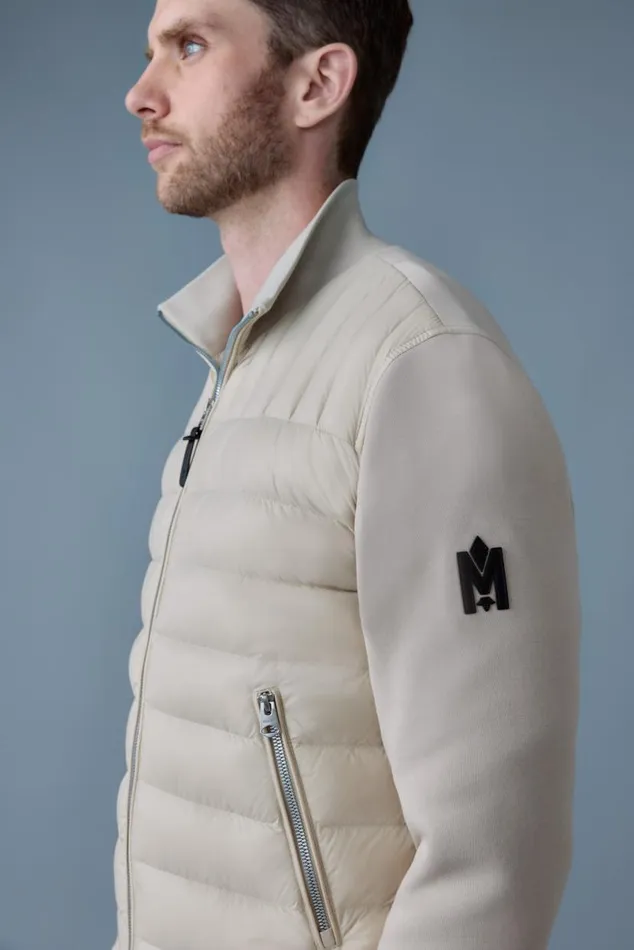 Light Jackets Men Mackage COLLINR Nano Down Mixed Media Bomber Jacket Cream Light Jackets Men Mackage COLLINR Nano Down Mixed Media Bomber Jacket Cream