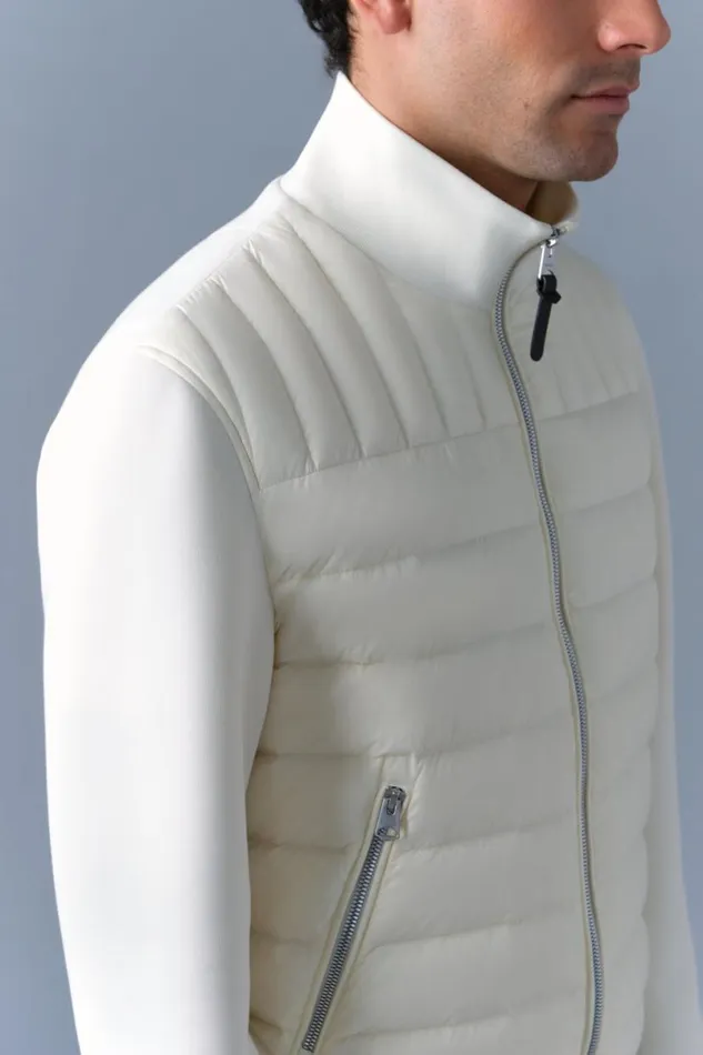 Light Jackets Men Mackage COLLINR Nano Down Mixed Media Bomber Jacket Cream Light Jackets Men Mackage COLLINR Nano Down Mixed Media Bomber Jacket Cream