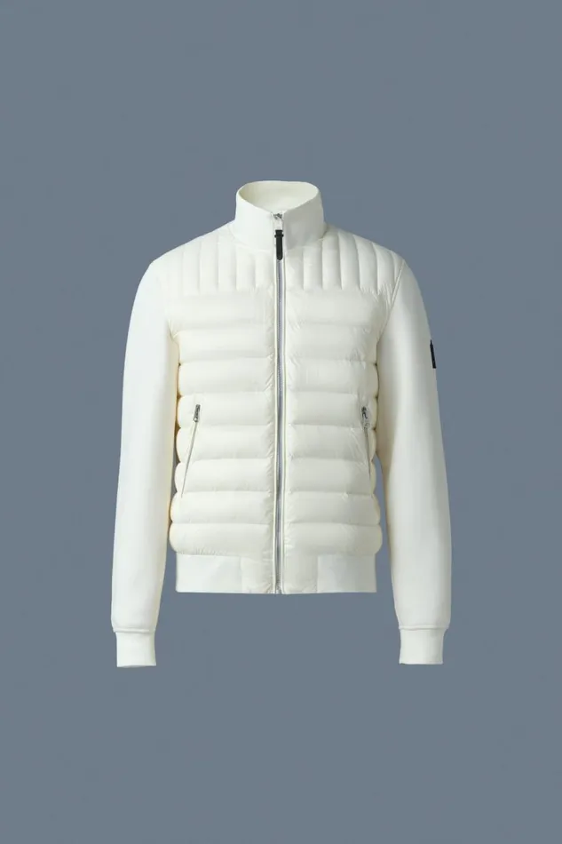 Light Jackets Men Mackage COLLINR Nano Down Mixed Media Bomber Jacket Cream Light Jackets Men Mackage COLLINR Nano Down Mixed Media Bomber Jacket Cream