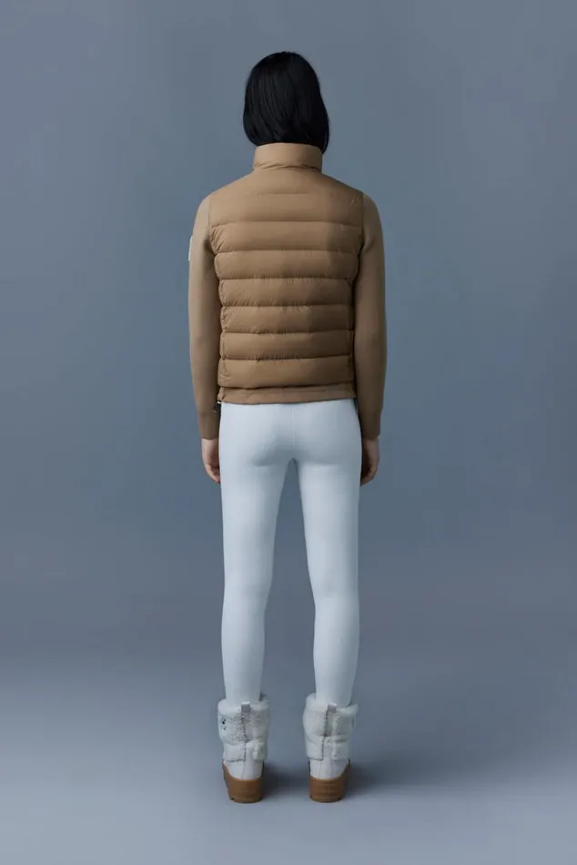 Light Jackets Women Mackage OCEANE Recycled Hybrid Jacket With Rib Knit Sleeves Beige