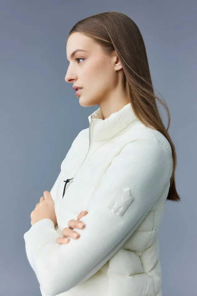 Light Jackets Women Mackage OCEANE Recycled Hybrid Jacket With Rib Knit Sleeves Beige
