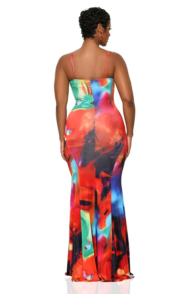 Lilly039s Kloset Dresses Women Beautiful Art Maxi Dress Red Multi