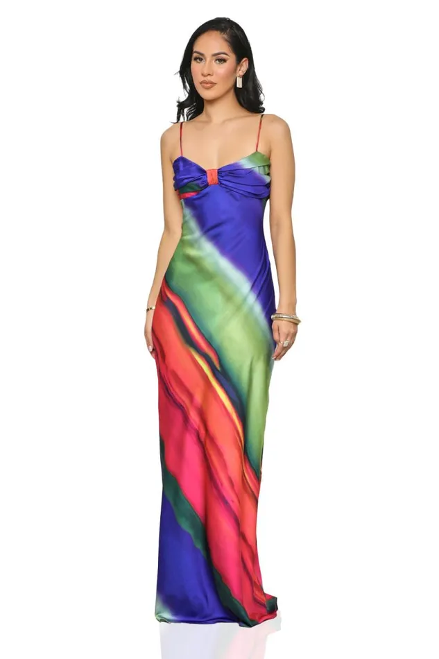 Lilly039s Kloset Dresses Women Burst Of Color Maxi Dress Blue Multi FINAL SALE