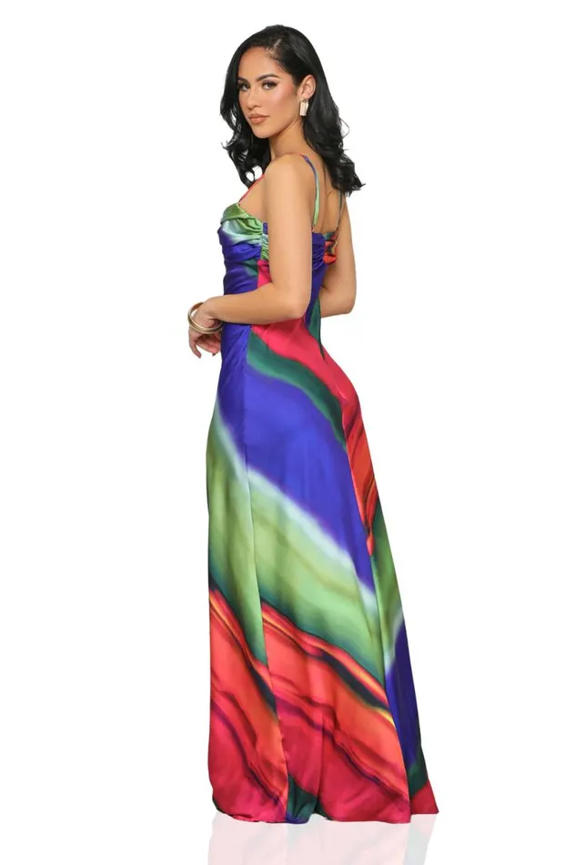 Lilly039s Kloset Dresses Women Burst Of Color Maxi Dress Blue Multi FINAL SALE