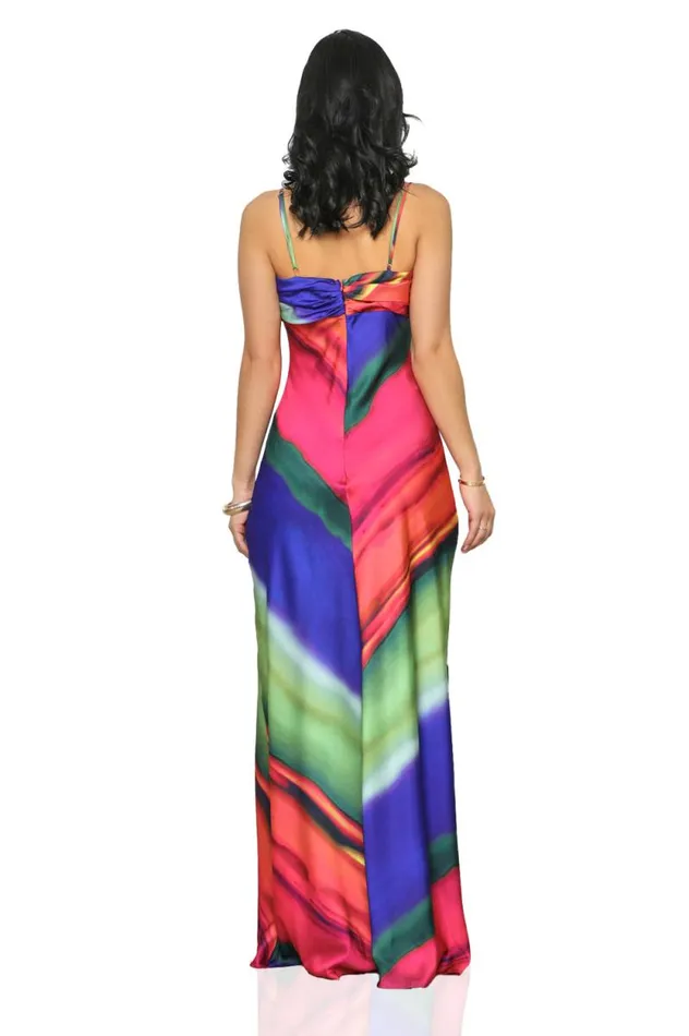 Lilly039s Kloset Dresses Women Burst Of Color Maxi Dress Blue Multi FINAL SALE