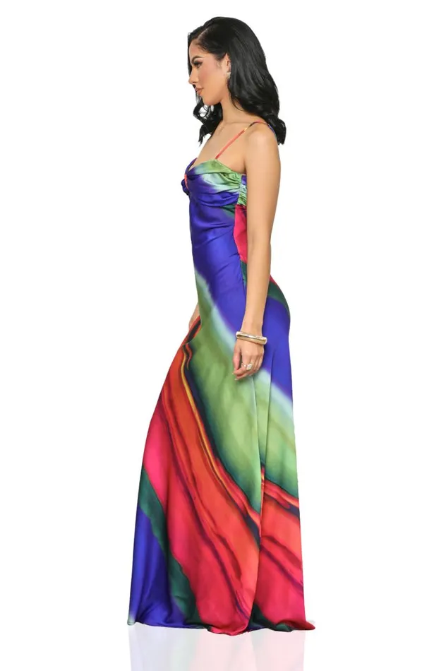 Lilly039s Kloset Dresses Women Burst Of Color Maxi Dress Blue Multi FINAL SALE