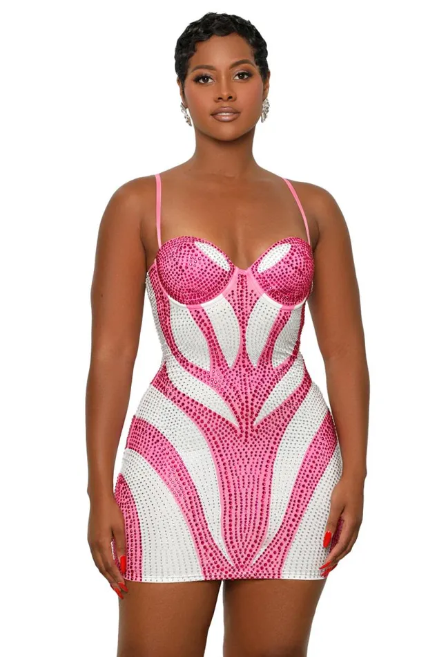 Lilly039s Kloset Dresses Women Gemstone Glam Mini Dress Pink