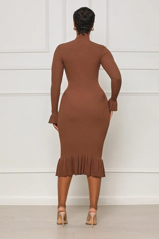 Lilly039s Kloset Dresses Women No Frills High Neck Midi Dress Brown FINAL SALE