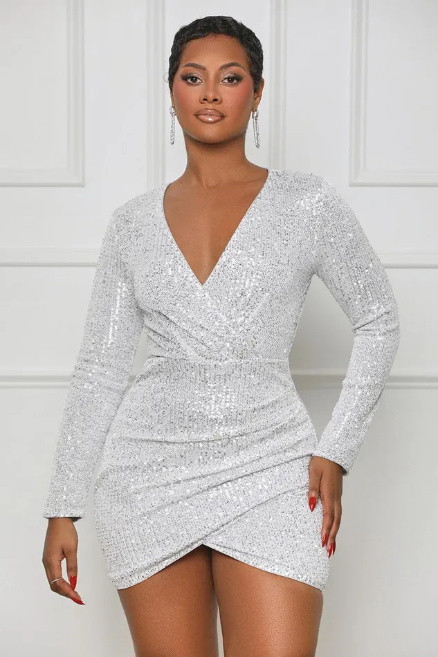 Lilly039s Kloset Dresses Women Shine For You Sequin Mini Dress White Multi FINAL SALE