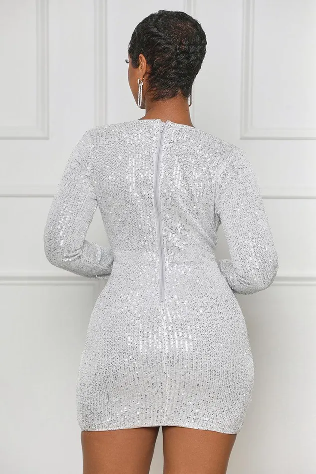 Lilly039s Kloset Dresses Women Shine For You Sequin Mini Dress White Multi FINAL SALE